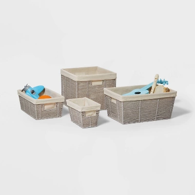 14.75" X 13" X 11" Large Lined Woven Milk Crate Gray - Brightroom™: Decorative Storage Basket, Rectangle, Traditional Style 3 14.75" X 13" X 11" Large Lined Woven Milk Crate Gray - Brightroom™: Decorative Storage Basket, Rectangle, Traditional Style - Image 3