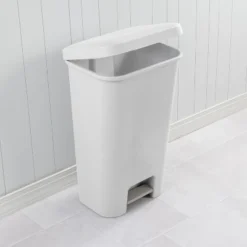 11.9gal Step Trash Can White - Brightroom™: Pedal-Operated Kitchen Garbage Can, Textured Plastic, Indoor Use -Brightroom GUEST 08fb28e8 cbc6 4caa b175 1a7ead28e5a6