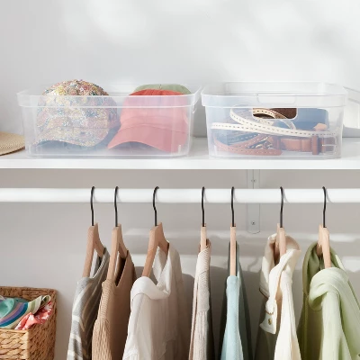 2pk Medium Open Storage Bins Clear - Brightroom™: Plastic Utility Tubs, Portable Universal Storage, 13.2 Volume Capacity 1 2pk Medium Open Storage Bins Clear - Brightroom™: Plastic Utility Tubs, Portable Universal Storage, 13.2 Volume Capacity