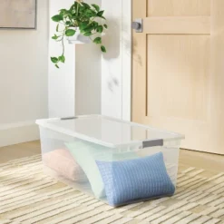 110qt Latching Clear Storage Box With Gray Latches - Brightroomâ„¢