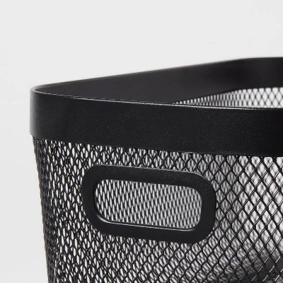 Metal Mesh Media Bin Black - Brightroom™: Steel Wire Basket With Handles, Rectangular Storage, 12.06" X 6.06" X 4.78" 2 Metal Mesh Media Bin Black - Brightroom™: Steel Wire Basket With Handles, Rectangular Storage, 12.06" X 6.06" X 4.78" - Image 2