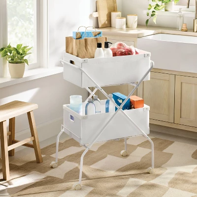2 Tier Collapsible Cart With Bins - Brightroom™ 1 2 Tier Collapsible Cart With Bins - Brightroom™