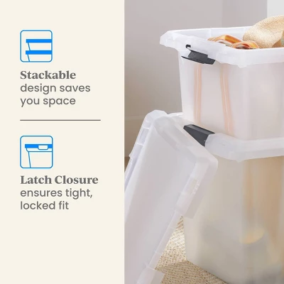Medium Frosted Latching Storage Box - Brightroom™: Stackable Polypropylene Tote With Lid, 48L Capacity 4 Medium Frosted Latching Storage Box - Brightroom™: Stackable Polypropylene Tote With Lid, 48L Capacity - Image 4