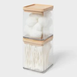 Extra Small Clear Canister With Bamboo Lid 2pk - Brightroom™ -Brightroom GUEST 29c43741 9f61 4a61 97ff cdce5bf96f80