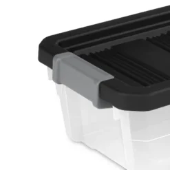 16qt Heavy Duty Latching Clear Storage Box - Brightroom™: Portable Plastic Bin, Universal Storage, Black, Lidded -Brightroom GUEST 34a02fae a48a 473f aef7 b9619635f088