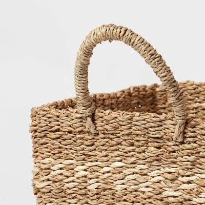 Woven Rectangular Seagrass And Palm Leaf Striped Basket - Brightroom™ 2 Woven Rectangular Seagrass And Palm Leaf Striped Basket - Brightroom™ - Image 2