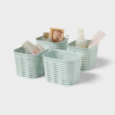4pk Wave Mini Decorative Basket Mint Green - Brightroom™ 3 4pk Wave Mini Decorative Basket Mint Green - Brightroom™ - Image 3