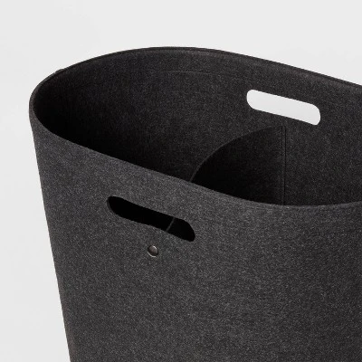 Felt Double Hamper Charcoal - Brightroom™: Polyester, 6000 Volume, Adjustable, Open-Top, No Assembly Required 2 Felt Double Hamper Charcoal - Brightroom™: Polyester, 6000 Volume, Adjustable, Open-Top, No Assembly Required - Image 2