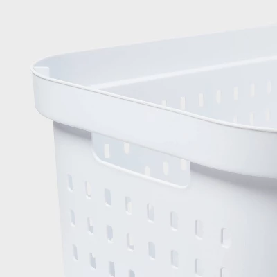 1.5bu Rectangle Modern Laundry Basket - Brightroom™: White Plastic Clothes Basket With Built-In Handles, Medium Size 2 1.5bu Rectangle Modern Laundry Basket - Brightroom™: White Plastic Clothes Basket With Built-In Handles, Medium Size - Image 2