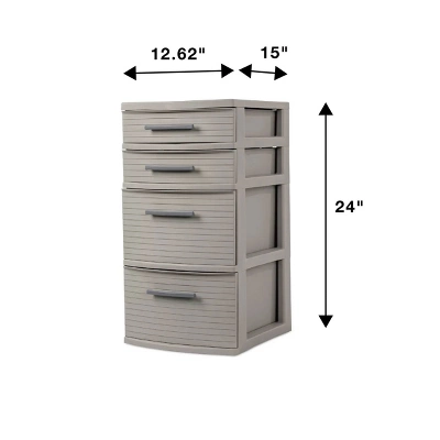 4 Drawer Weave Tower Dark Gray - Brightroom™: Plastic Storage Organizer, Portable Utility Drawers, Universal Storage 3 4 Drawer Weave Tower Dark Gray - Brightroom™: Plastic Storage Organizer, Portable Utility Drawers, Universal Storage - Image 3
