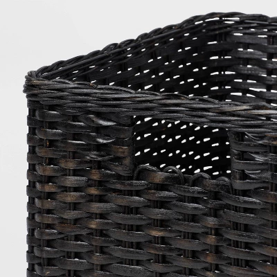 Large Woven Rattan Folio Bin Black Washed - Brightroom™: Rectangle Decorative Basket, 11" H X 14.25" W X 13" D 2 Large Woven Rattan Folio Bin Black Washed - Brightroom™: Rectangle Decorative Basket, 11" H X 14.25" W X 13" D - Image 2