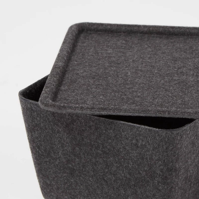 Lidded Felt With Lid Charcoal - Brightroom™: Rectangle Storage Basket, 20% Recycled Polyester, 8.25"x6.25"x4.125" 2 Lidded Felt With Lid Charcoal - Brightroom™: Rectangle Storage Basket, 20% Recycled Polyester, 8.25"x6.25"x4.125" - Image 2