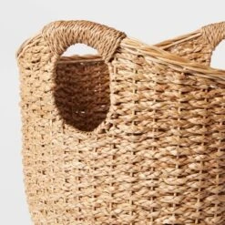 Large Round Braided Seagrass Basket - Brightroom™: Handwoven Khaki Wicker For Blanket Storage, Nest Certified -Brightroom GUEST 724b0baf d330 44c1 ad40 d271b3dbedc1