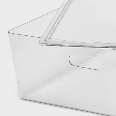 26L Stacking Clear Bin With Lid - Brightroom™: Plastic, Stackable, Universal Storage, 21.53" X 14.92" X 5.9" 2 26L Stacking Clear Bin With Lid - Brightroom™: Plastic, Stackable, Universal Storage, 21.53" X 14.92" X 5.9" - Image 2