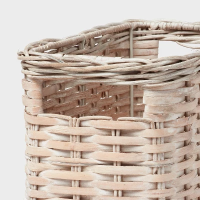 White Washed Woven Rattan Bin Small - Brightroom™ 2 White Washed Woven Rattan Bin Small - Brightroom™ - Image 2
