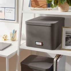 Large Decorative Fabric Box Charcoal - Brightroomâ„¢