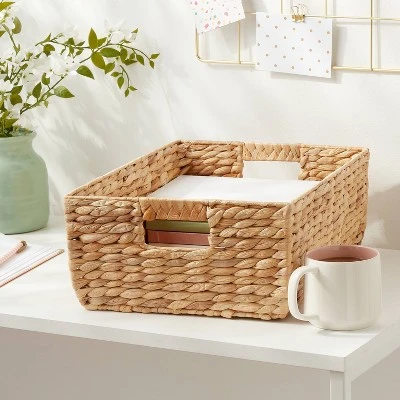 Woven Water Hyacinth Folio Bin - Brightroom™: Handwoven Decorative Basket For 13" Cube Storage, Multicolor Naturals 1 Woven Water Hyacinth Folio Bin - Brightroom™: Handwoven Decorative Basket For 13" Cube Storage, Multicolor Naturals