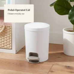 1.6gal Round Step Trash Can - Brightroom™: Compact Pedal-Operated Lid, Small Bathroom Bin, Textured White Finish 12 1.6gal Round Step Trash Can - Brightroom™: Compact Pedal-Operated Lid, Small Bathroom Bin, Textured White Finish -Brightroom GUEST 850a833e 1d8d 464a 91d2 fa4392e66116