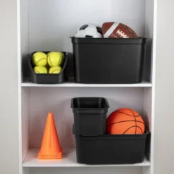 26.2qt Heavy Duty Storage Bin - Brightroom™: Black Plastic, Stackable & Portable, Universal Storage Solution -Brightroom GUEST 90c68d42 d8ac 4549 9130 753707e120e0