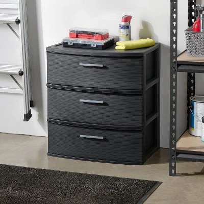 3 Drawer Wide Tower - Black - Brightroom™ 1 3 Drawer Wide Tower - Black - Brightroom™