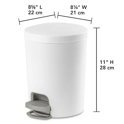 1.6gal Round Step Trash Can - Brightroom™: Compact Pedal-Operated Lid, Small Bathroom Bin, Textured White Finish 10 1.6gal Round Step Trash Can - Brightroom™: Compact Pedal-Operated Lid, Small Bathroom Bin, Textured White Finish - Image 10