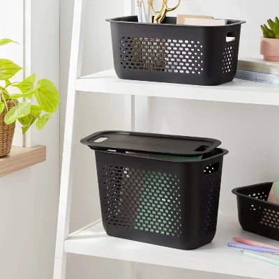 Narrow Decorative Plastic Lid Black - Brightroom™: Storage Bin, Cut-Out Handles, 13" Cube System Compatible 1 Narrow Decorative Plastic Lid Black - Brightroom™: Storage Bin, Cut-Out Handles, 13" Cube System Compatible