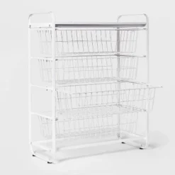 4 Drawer Metal Storage Organizer White - Brightroom™: Steel Utility Storage, Fixed Shelves, Universal Wire Drawers -Brightroom GUEST ae8887ba 2d3a 4559 8eed da86d93b8d48