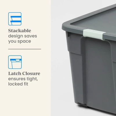 12gal Latching Storage Tote - Brightroom™: Stackable Gray Utility Bin With Lid, Portable Universal Organizer 4 12gal Latching Storage Tote - Brightroom™: Stackable Gray Utility Bin With Lid, Portable Universal Organizer - Image 4