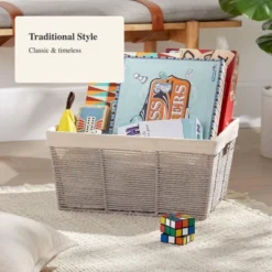 17" X 12" X 8" Large Woven Twisted Paper Rope Tapered Basket Gray - Brightroom™ -Brightroom GUEST c7571cc9 f898 4260 b342 26d81c859c6c