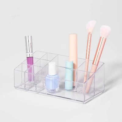 Bathroom Plastic 9 Slot Mixed Cosmetic Organizer Clear - Brightroom™: Makeup & Vanity Organizer Tray For Bathroom Countertop 3 Bathroom Plastic 9 Slot Mixed Cosmetic Organizer Clear - Brightroom™: Makeup & Vanity Organizer Tray For Bathroom Countertop - Image 3