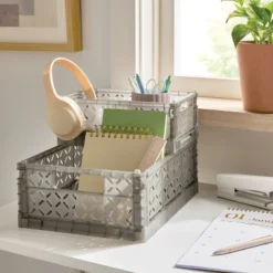 Small Foldable Crate Gray - Brightroomâ„¢