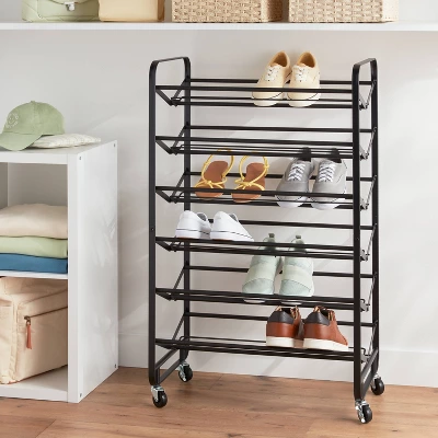 6 Tier Metal Rolling Shoe Rack - Brightroom™ 1 6 Tier Metal Rolling Shoe Rack - Brightroom™